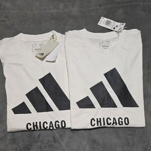 2 Adidas Men's White Tee with Black Chicago Graphic